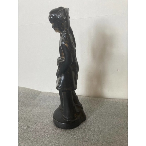 Mid Century Modern Chinese Figurine Asian Statue Black Pottery Female 12" Signed - Picture 6 of 7